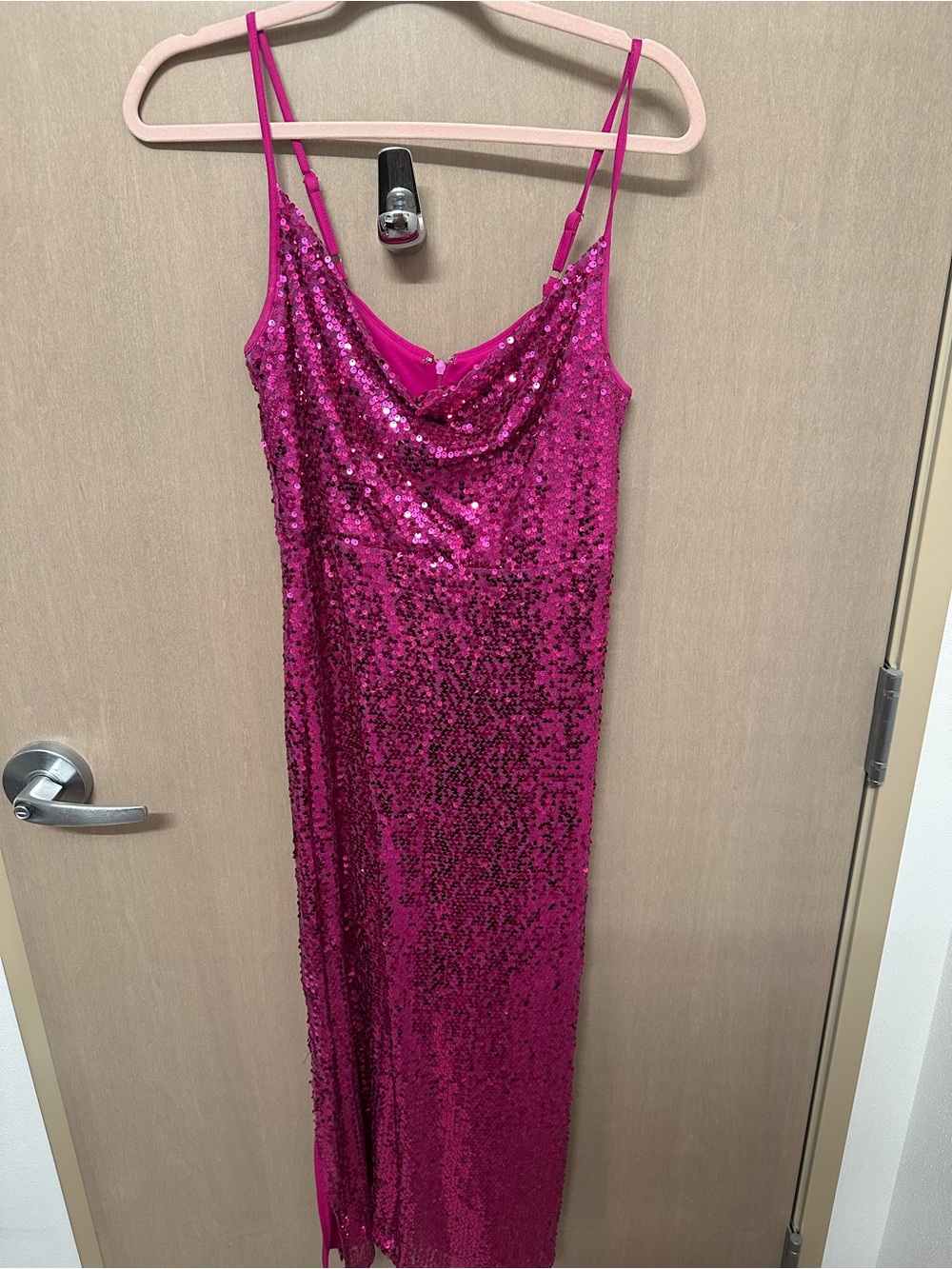 Taylor Hot Pink Sequin Maxi Slip Dress size 4